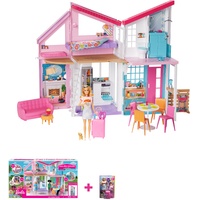 Barbie FXG57 - Malibu Haus Puppenhaus + BARBIE Malibu - Koffer, Rucksack, Hündchen und mehr als 10 Accessoires, HJY18