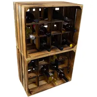 Kistenkolli Altes Land - 2er Set Flaschenregal Henry 12er Geflammt Weinregal Flaschenregal Weinablage Wasserkiste Holzkiste