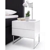 MCA Furniture Nola Nachttisch - Weiß Hochglanz lackiert