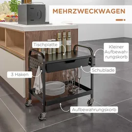 Homcom Rollwagen Schwarz Kunststoff 32.6x58.5x61 cm