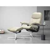 Stressless Stressless® »Consul«, (Set, Relaxsessel mit Hocker), mit Hocker, mit Cross Base, Größe S, M & L, Holzakzent Schwarz, beige