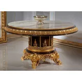 Casa Padrino Luxus Barock Konferenztisch Weiß / Dunkelbraun / Gold - Prunkvoller Massivholz Büro Tisch im Barockstil - Barock Büro Möbel - Edel & Prunkvoll