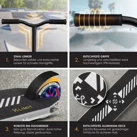 Kesser KESSER® Stunt Scooter X-Limit-Pro 360° Lenkung Funscooter Stuntscooter mit Ständer ABEC 9 Kugellagern, 110 mm PU Räder , Kickscooter Tretroller Cityroller Trick Roller für Kinder Erwachsene