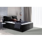 Sofnet Boxspringbett Egro mit Bettkästen und Zwei große Kissen - Doppelbett mit Bonell-Matratze und Topper, Polsterbett Modern 180 x 200 - (Schwarz (Kronos 07),