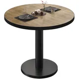 BN | Bistrotisch | Ø:H 60 x 72 cm | Schwarzer Rand | Eiche / Schwarz | Rund