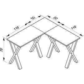 VCM Eckschreibtisch Lona Weiß / Silber