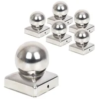 5x VOSS.garden Pfostenkappe 70 x 70mm mit Kugel, Edelstahl Schutzkappe, inkl. Schrauben