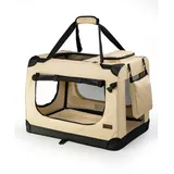 LIONTO dibea Hundetransportbox Hundetasche Hundebox faltbare Kleintiertasche Größe (S) 50x34x36 cm Farbe beige