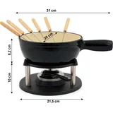 BBQ-Toro 9-teiliges Gusseisen Fondue Set für 6 Personen, 2 L, emailliert) schwarz -