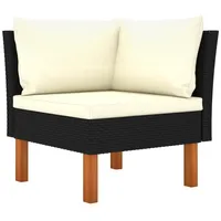 vidaXL Sofaelement Ecksofa Poly Rattan und Eukalyptus Massivholz (1 St) schwarz 64.5 cm x 67 cm