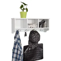 SoBuy Wandgarderobe Weiß, Holzwerkstoff, 60x23x15 cm Garderobe, Garderobenleisten & Garderobenhaken
