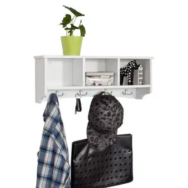 SoBuy Wandgarderobe Weiß, Holzwerkstoff, 60x23x15 cm Garderobe, Garderobenleisten & Garderobenhaken
