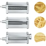 H.Koenig Zubehör KM3 Nudelmaschine für professionelle Knetmaschine KM120/KM124/KM126/KM128, Laminoire für frische Pasta, Spaghetti, Tagliatelle