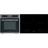 Backofen Herd Kochfeld Herdset Induktion Black Steel 2 Flexzonen Slider Respekta