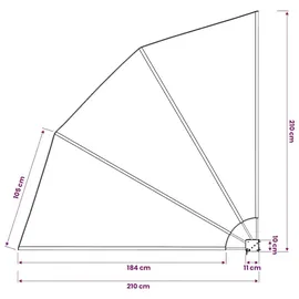 vidaXL Balkonfächer 210 x 210 cm grau
