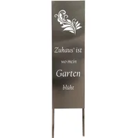 Harms Import Gartenschild Gartendeko Garten Montiert Farn-motiv Silber Edelstahl H 119 cm