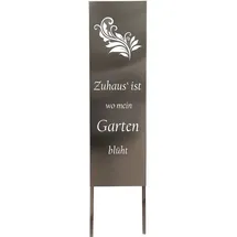 Harms Import Gartenschild Gartendeko Garten Montiert Farn-motiv Silber Edelstahl H 119 cm