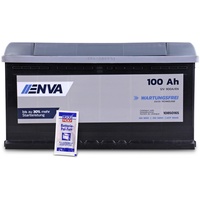 ENVA Autobatterie 12V 100Ah 900A Starterbatterie PKW Batterie Wartungsfrei +30% Startleistung inkl. Pollfett - Ersetzt 88Ah 90Ah 95Ah 110Ah 120Ah mit Magic-Eye, Feuerschutz und Kurzschlussschutz