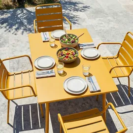 Oviala Palavas Gartenset Tisch rechteckig 5-tlg. mit Armlehnen Gelb