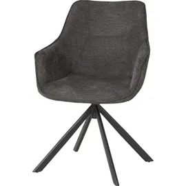 bene living Möbelset Baumkantentisch Catania, 6er Set Diningsessel San Carlo dunkelgrau - Dunkelgrau