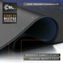 CSL Gaming Mauspad, XXXL 1200 x 600 x 3 mm Schreibtischunterlage extra groß, Abwaschbar, Space