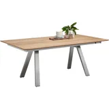 Venjakob Esstisch, Eiche, Edelstahl, Holz, Metall, Eiche, furniert, rechteckig, eckig, 100x75x190-290 cm, Dgm, Goldenes M, Made in Germany, DGM-Emissionslabel, ausziehbar, in verschiedenen Größen und Holzarten erhältlich, Esszimmer, Tische, Esstische, Esstische ausziehbar