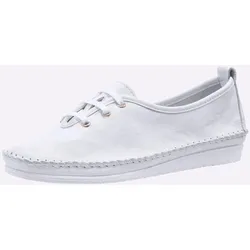 Schnürschuh HEINE, Damen, Gr. 41, weiß, Leder, Leder, sportlich, Schuhe