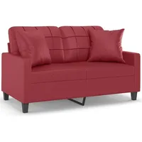 VidaXL 2-Sitzer-Sofa mit Zierkissen Weinrot 120 cm Kunstleder