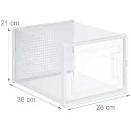 Relaxdays Schuhbox 28 x 36 x 21 cm 6-tlg. Transparent/Weiß