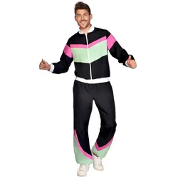 80er Jahre Retro Trainingsanzug schwarz unisex - S