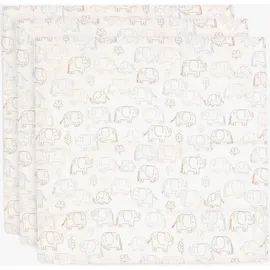 jollein Musselintuch 70x70 cm 3er-Pack, Elephant Tales