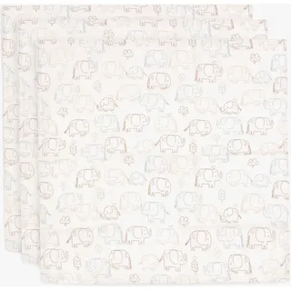 jollein Musselintuch 70x70 cm 3er-Pack, Elephant Tales