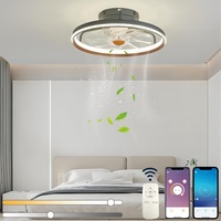 Deckenventilator Mit Beleuchtung, LED Leise Deckenleuchte Ventilator Mit Fernbedienung und APP, 48W Dimmbare Deckenventilator Mit Lampe Für Wohnzimmer Schlafzimmer Esszimmer (40x17cm)