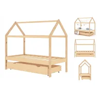 vidaXL Kinderbett mit Schublade Massivholz Kiefer 80x160 cm