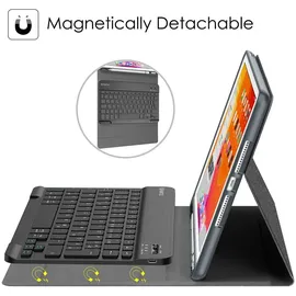 Fintie Tastatur Hülle für iPad 10.2 Zoll (9/8/ 7 Generation - 2021/2020/2019), Schutzhülle mit TPU Rückschale, Pencil Halter und magnetisch Abnehmbarer Tastatur mit QWERTZ Layout, Dunkelgrau