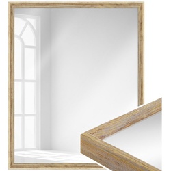 WANDStyle Wandspiegel H790, Natur-Optik, aus Massivholz im Vintage Stil beige 63 cm x 43 cm