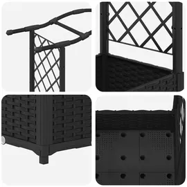 vidaXL Hochbeet mit Rankgitter und Dach 124 x 40 x 125 cm Schwarz