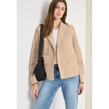 Cecil CECIL, Damen, Gr. XXL (46), beige (crispy camel), Web, Obermaterial: 100% Baumwolle. Futter: 100% Polyester, unifarben, lässig geschnitten hüftlang, V-Ausschnitt, Jacken Outdoorjacke, mit Reverskragen