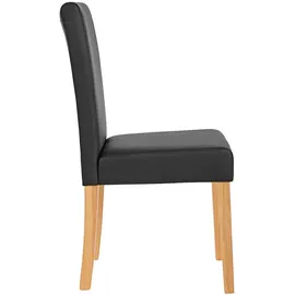 Mendler 2er-Set Esszimmerstuhl Stuhl Küchenstuhl Littau ~ Kunstleder, schwarz matt, helle Beine