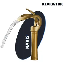 klarwerk NAVIS Wasserfall Wasserhahn Bad Gold matt