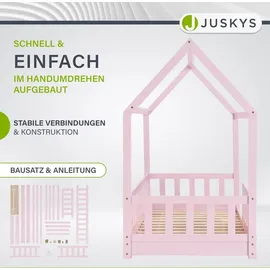 Juskys Kinderbett Marli 80 x 160 cm Kiefer massiv rosa