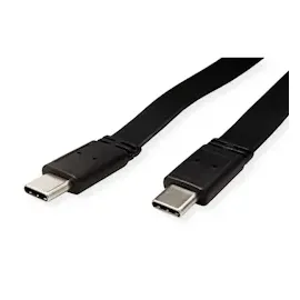 Value USB4 Gen 3 Kabel, C-C, ST/ST, 8K UHD-2, 40Gbit/s, Emark, 100W, extra-flach, schwarz, 0,5 m