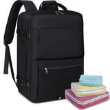 IGOLUMON Rucksack Herren mit 4 Packing Cubes Großer Laptop Rucksack 17.3 Zoll Handgepäck Rucksack Business Reiserucksack Wasserdichter für Damen 40L Schwarz