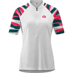 Radtrikot GONSO "BEDOLLO", Damen, Gr. 36, weiß, 100% Polyester (Recycelt), Rundhals, Kurzarm, Trikots, Leicht, schnell trocknend, optimaler Feuchtigkeitstransport