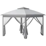 Outsunny Pavillon, Grau, Metall, 330x288x330 cm, Sonnen- & Sichtschutz, Pavillons & Pergolas, Pavillons