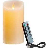 LED-Kerzen, Flackernde Flammenlose Kerzen, Wiederaufladbare Kerze, Echtwachskerzen mit Fernbedienung a, 10 Cm