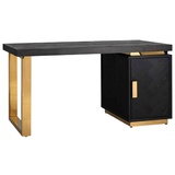 Casa Padrino Luxus Massivholz Schreibtisch Schwarz / Gold 150 x 70 x H. 77 cm - Bürotisch - Computertisch - Luxus Büro Möbel