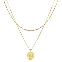 KUZZOI Halskette Herren Layer Figaro Venezianer Plättchen 925 Silber Gold
