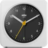 Braun Klassisch Analog Wecker Reise Leise Bettseitig Uhr Weiß Schwarz BC03WB