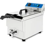 Vertes Friteuse Edelstahl 13L, 50-200°C, 3000W, 230V, Kaltzonenprinzip, mit Ablasshahn, leicht zu reinigen, Gastro-Profi